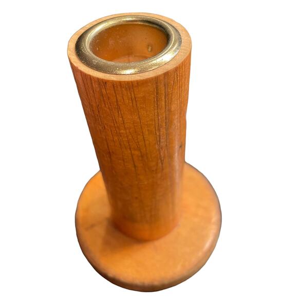 Antique Wooden Spool Bobbin Candle Holder Industrial with Lock Vintage Primitive - Picture 1 of 8
